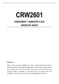 CRW2601 Assignment 1 Semester 2 2022