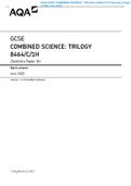 AQA GCSE COMBINED SCIENCE: TRILOGY 8464/C/1H Chemistry Paper 1H Mark scheme June 2020 Version: 1.0 Final Mark Scheme