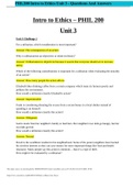 PHL200 Intro to Ethics Unit 3 - Questions And Answers