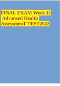 FINAL EXAM Week 11 Advanced Health AssessmenT TEST2022