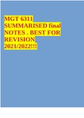MGT 6311 SUMMARISED final NOTES . BEST FOR REVISION 2021/2022!!!