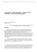 Experiment 8 - Full Lab Report - Synthesis Lab I, November 7, 2018, Oxidation Reaction