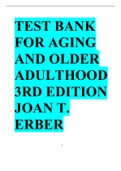 Test Bank for Aging and Older Adulthood 3rd Edition Joan T. Erber