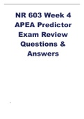 NR 603 Week 4 APEA Predictor Exam Review Questions & Answers