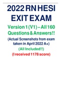 2022 RN HESI EXIT EXAM - Version 1 (V1) All 160 Que+Ans Included | Already Graded A+