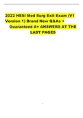 2022 HESI Med Surg Exit Exam (V1 Version 1) Brand New Q&As +   Guaranteed A+ ANSWERS AT THE LAST PAGES
