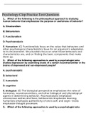 Psychology Clep Practice Test Questions and Answers Latest 2022(Graded A+)