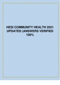 HESI COMMUNITY HEALTH 2021 UPDATED (ANSWERS VERIFIED 100