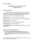Final Exam Notes for Introduction to Sociology