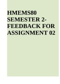 HMEMS80 - Research Methodology SEMESTER 2- FEEDBACK FOR ASSIGNMENT 02 .