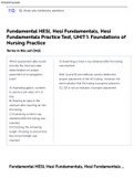 Fundamental HESI, Hesi Fundamentals, Hesi Fundamentals Practice Test, UNIT 1_ Foundations of Nursing