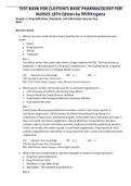 TEST BANK FOR CLAYTON&rsquo;S BASIC PHARMACOLOGY FOR  NURSES 18TH Edition by Willihnganz