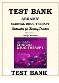 Test Bank Abrams' Clinical Drug Therapy Rationales for Nursing Practice 12th Edition By Geralyn Frandsen, Sandra S. Pennington ISBN- 978-1975136130  ISBN: 9781975136154