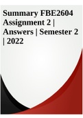 Summary FBE2604 Assignment 2 | Answers | Semester 2 | 2022