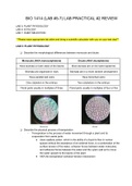 Biology 1414 Lab Practical #2 Review with Practice Questions updated 2021/ 2022