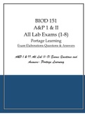 BIOD 151 A&P 1 & II All Lab Exams 1-8 Portage Learning Exam Elaborations Questions & Answers