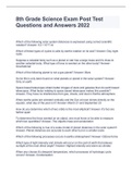 8th Grade Science Exam Post Test Questions and Answers 2022