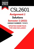 CSL2601 Assignment 2 Solutions For Semester 2 (2022) UNIQUE NUMBER: 721613 - UPDATED EXAM PACK FOR 2022 INCLUDED!