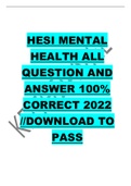 HESI MENTAL HEALTH ALL QUESTION AND ANSWER 100% CORRECT 2022 //DOWNLOAD TO PASS