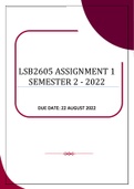 LSB2605 ASSIGNMENTS 1 & 2 SEMESTER 2 OF 2022