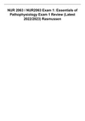NUR 2063 &sol; NUR2063 Exam 1&colon; Essentials of Pathophysiology Exam 1 Review &lpar;Latest 2022&sol;2023&rpar; Rasmussen