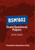 BSM1602 - Exam Questions PACK (2015-2020)