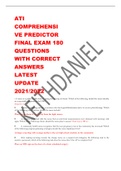 ATI COMPREHENSIVE PREDICTOR FINAL EXAM 180 QUESTIONS WITH CORRECT ANSWERS LATEST UPDATE 2021/2022 