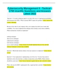 Cybersecurity Management II - Tactical - C795 Ucertify Questions and Answers Latest 2022