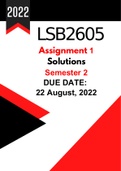  LSB2605 Assignment 1 (Solutions) for Semester 2 (2022) 
