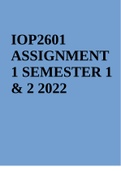 IOP2601 ASSIGNMENT 1 SEMESTER 1 & 2 2022