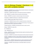 Intro to Biology Chapter 1 Sections 1 &plus; 2 quiz with complete solution