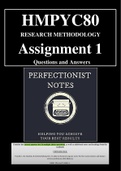 HMPYC80 Research Methodology Assignment 1 Questions and Correct Answers 2022