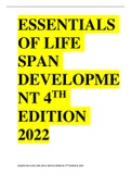 ESSENTIALS OF LIFE SPAN DEVELOPMENT 4TH EDITION 2022 TEST BANK 