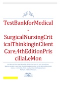 TestBankforMedical-SurgicalNursingCriticalThinkinginClientCare,4thEditionPriscillaLeMon