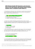 HESIMental HealthRN QuestionsandAnswersfromV1-V3TestBanksandActualExams&lpar;LatestUpdate2022&rpar; Complete Guide RatedA&plus;