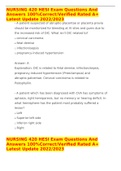NURSING 420 HESI Exam Questions And Answers 100&percnt;Correct&sol;Verified Rated A&plus; Latest Update 2022&sol;2023