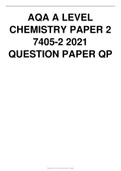 AQA A LEVEL CHEMISTRY PAPER 2  2021 MARK SCHEME (VERIFIED ANSWERS 2021)/CERTIFIED FOR SUCCESS