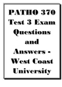 PATHO 370 Test 3 Exam Questions and Answers - West Coast University