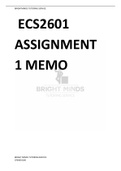 ECS2601 Assignment 1 memorandum