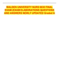 WALDEN UNIVERSITY NURS 6630 FINAL EXAM &lpar;EXAM ELABORATIONS QUESTIONS AND ANSWERS NEWLY UPDATED Graded A