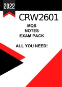 CRW2601 - MULTIPLE CHOICE QUESTIONS WITH NOTES AND EXAM PACK 2022