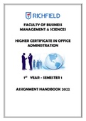 MNB 1501-Business Management 1A ASSIGNMENT HANDBOOK 2022.