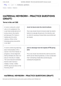 BIOLOGY 123 MATERNAL NEWBORN - PRACTICE QUESTIONS WITH ANSWERS 2022