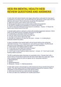 HESI RN MENTAL HEALTH HESI REVIEW QUESTIONS AND ANSWERS 2022