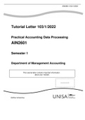 AIN2601 - Practical Accounting Data Processing Assignments Semester 1 2022.