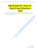 NRNP 6665-01, Week 11 Final Exam Solutions -( latest)