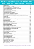 Fundamentals of Nursing 9th Edition by Taylor&comma; Lynn&comma; Bartlett Test Bank &vert; All 46 Chapters Comprehensively Covered