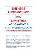 LML4806|COMPANY LAW| DUE ON  15 AUG 2022| ASSIGNMENT 1| SEMESTER 2 | DETAILED ANSWERS⭐⭐⭐⭐⭐WITH FOOTNOTES AND BIBLIOGRAPHY!