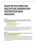 NCLEX RN TEST BANK FOR 2022 ACTUAL EXAMINATION PREPARATION With Rationales /Guaranteed A+Guide