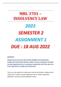MRL3701-INSOLVENCY LAW -2022 - [SEMESTER 2] -ASSIGNMENT 1- DUE 18 AUG 2022 -⭐⭐⭐⭐⭐BUY QUALITY